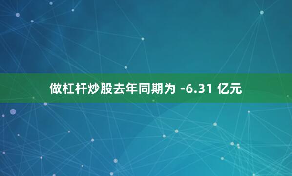 做杠杆炒股去年同期为 -6.31 亿元